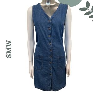 SMW Style My Way Sleeveless Button-Front Denim Dress – Size Medium
